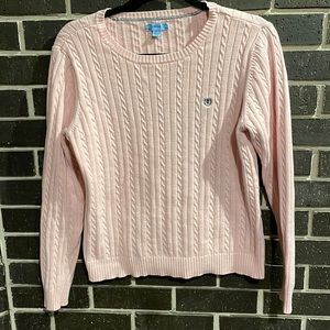 Izod Women’s Large Crewneck Long Sleeve Light Pink Sweater